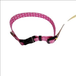 YELLOW DOG DESIGN PINK AND POLKA DOT‎ ADJUSTABLE DOG COLLAR SMALL 10"-14" NWT